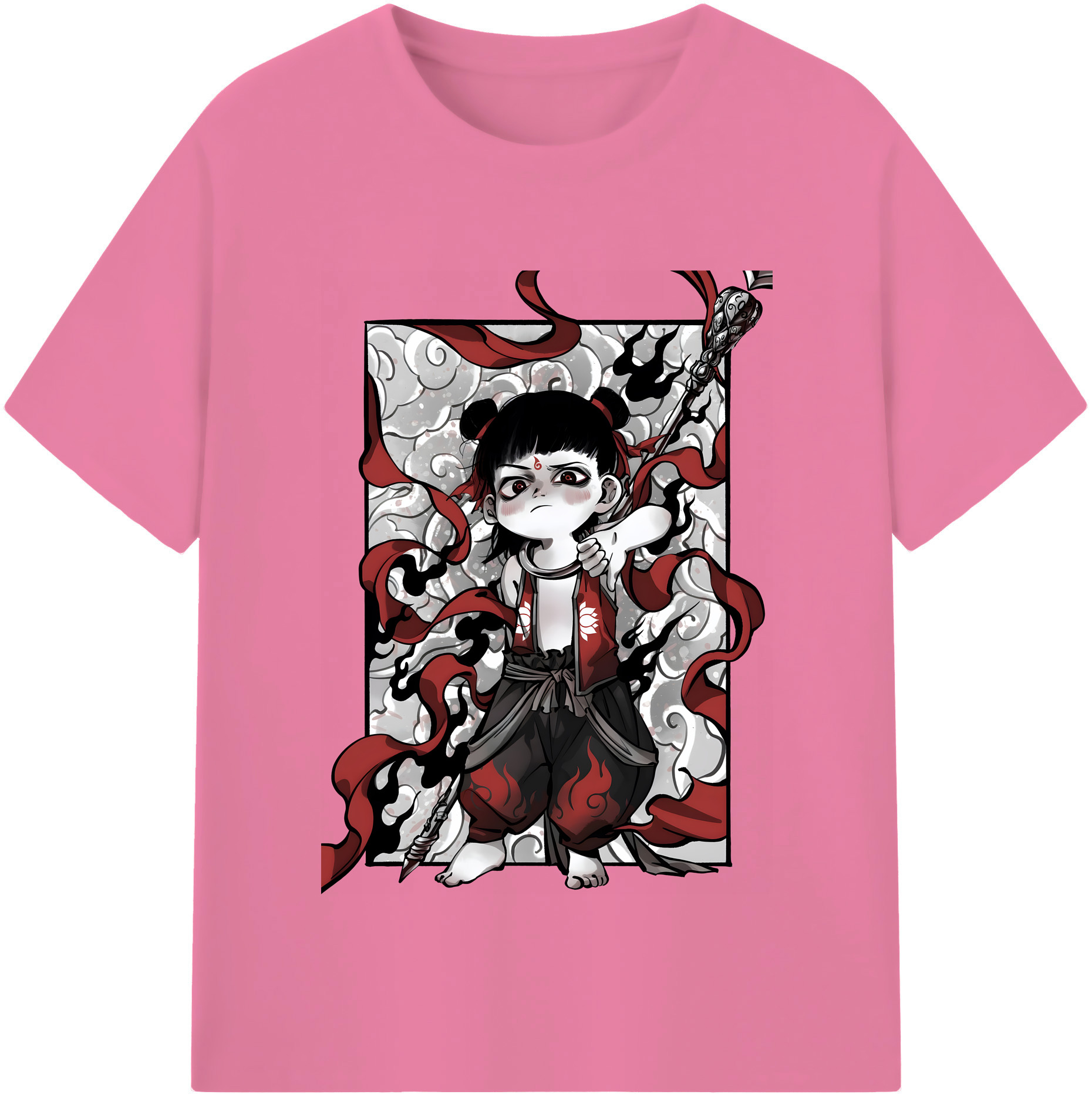 （画像用） Ne Zha 2 ナタ 魔童の大暴れ 綿100％半袖Tシャツ（フロントプリント）
